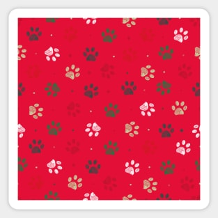 Red background colored paw print Sticker